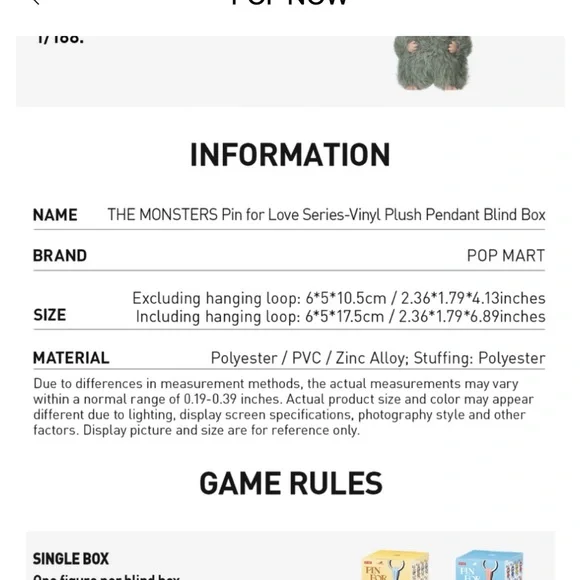 POP MART Vinyl Plush Pendant, Pin for Love Labubu, M - Picture 5 of 6